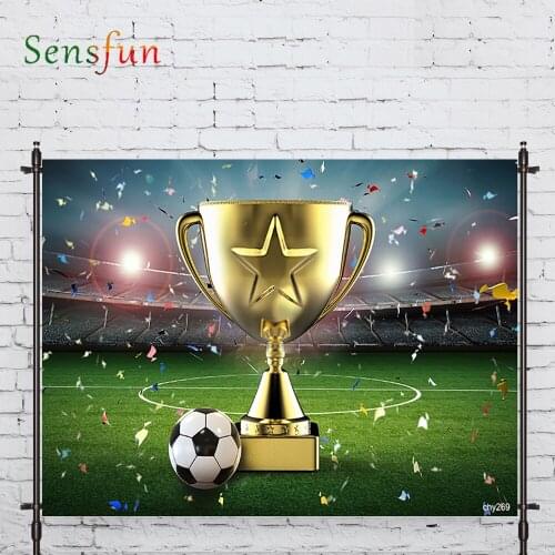 LEVOO Photographic Background 3d Rendering Gold Star Trophy Football Photo Studio Photocall Printed Shoot Prop Decor Fabric