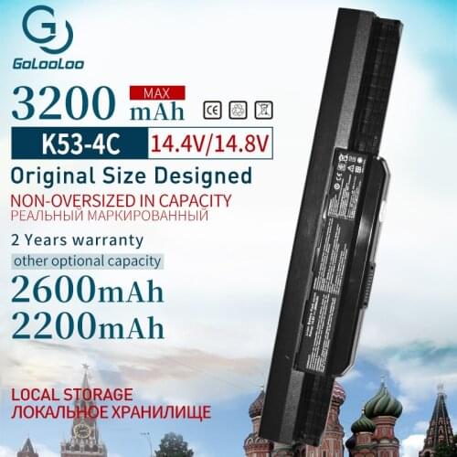 Golooloo New laptop battery A31-K53 A32-K53 A41-K53 for Asus A43 A43E A53S K43E K43U K43 K43SJ K53 K53T K53S K53SV X54 X54H X44H