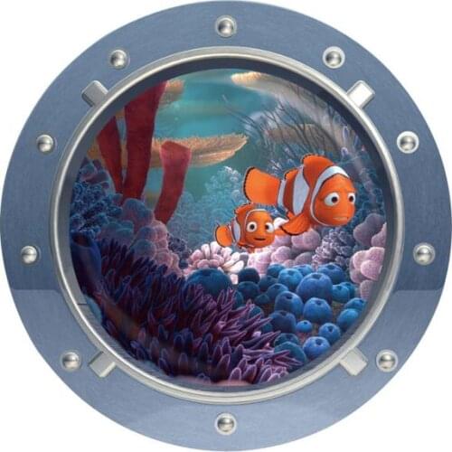 Find Nemo Clownfish Submarine Portholes Wall Stickers Room Decor Diy Peel And Stick 3d Window Wall Decals Art