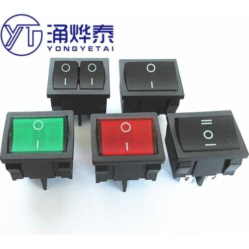 YYT 2PCS KCD5 Rocker Switch Black 4Pin/6Pin 2Gear 3Gear Red and Green Dual Power Rocker Switch with Light 6A250V