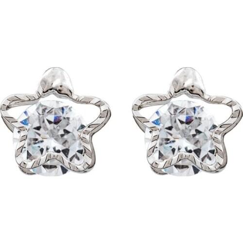 Crystal Mixed Flower Triangle Love Heart Five-pointed Star Stud Earrings Clear Cubic Zirconia Rhinestone Ladies Fashion Jewerly