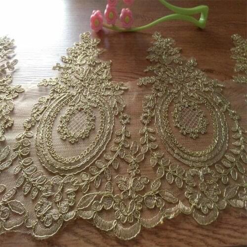 Victoria Alencon Lace Trim in Gold Thread for Bridal Veil Wedding Gown Garters 3 Yards