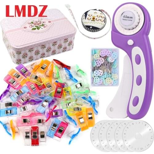 LMDZ Purple Rotary Cutter Set with 5 Replace Blades for Fabric Circular Blade DIY Patchwork Sewing Quilting Tools Accessories