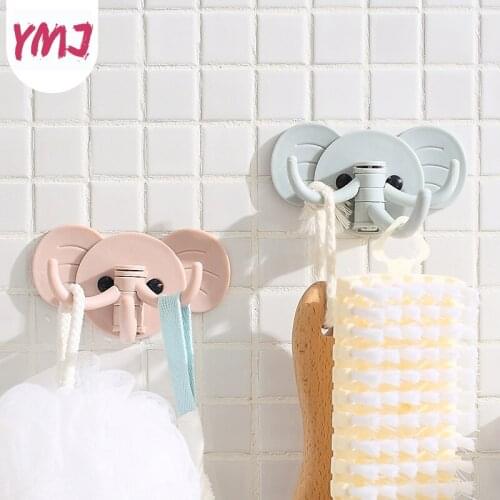 Multifunction Hanger Holder Hooks Cartoon Elephant Wall-mounted Adhesive Hooks Sticking Strong Hanging Bathroom Kitchen Storage