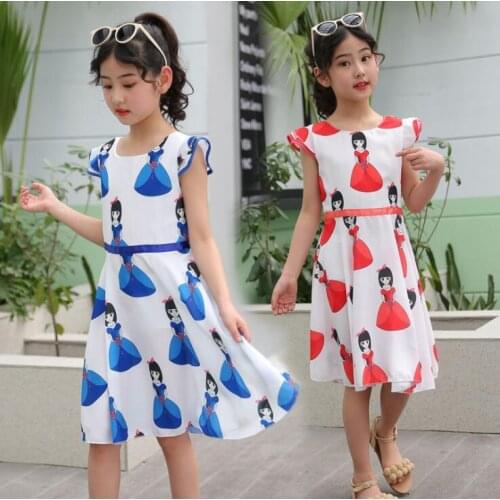 Fashion Summer Girl Clothes New Girl Short Sleeve Dress For 5~8 Years Kids 6s/l