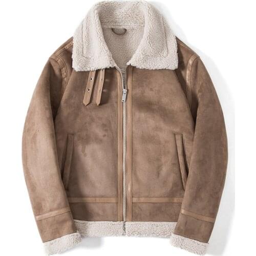 Mens Sherpa Wool Coat Lamb Velvet Fur Jackets Male Suede Parka In Autumn Winter 2021 Mens Wool Coats Vintage Bomber Jacket