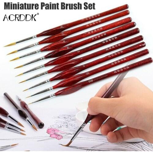 9Pcs/Set Miniature Paint Brush Kit Professional Sable Hair Fine Detail Art Model Tools FL