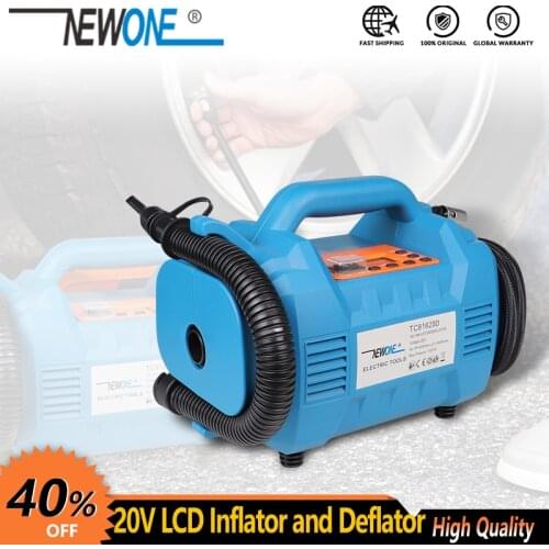 NEWONE 20V Cordless LCD Inflator and Deflator Air Pump Car air compressor with Digital pressure gauge 150PSI for tire balls boat