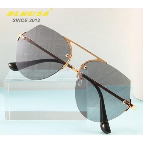 BLMUSA 2021 New Rimless Fashion Sunglasses Women Trendy Decorative Glasses Luxury Designer Eyewear Pink Shades For Women UV400