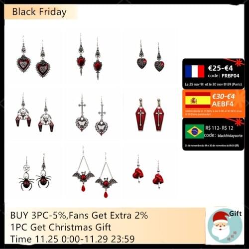 OTOKY Gothic Earring For Women Punk Bat Heart Skull Cross Coffin Spider Snake Moon Pendants Halloween Earring Scary Y2K Jewelry