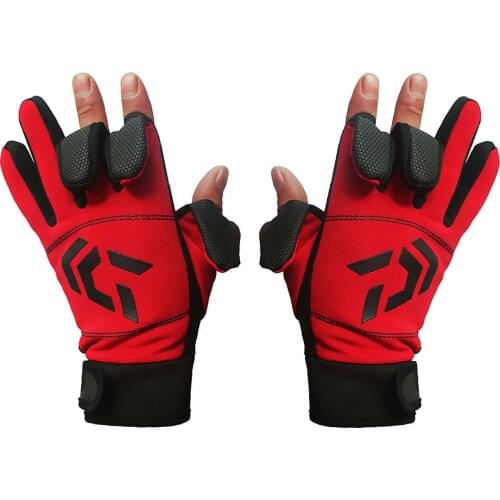 3 Fingers Cut Outdoor Sport Hiking Gloves Dual Purpose Winter Warm Fishing Gloves Cotton Waterproof Anti-slip Fishing Gloves