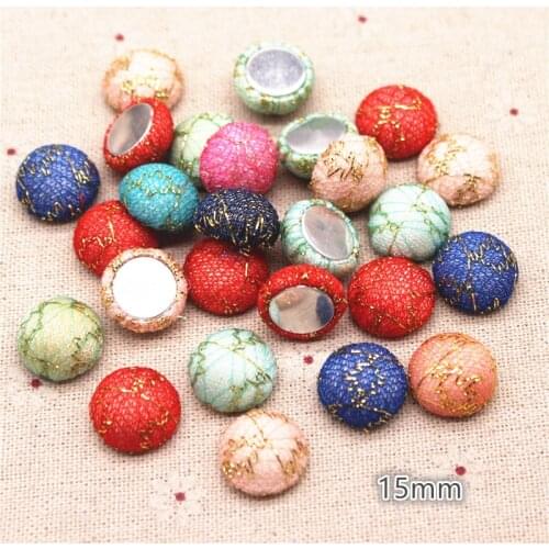 50pcs 15mm Mix Colors Glitter Thread Fabric Covered Round Chunky Buttons Home Garden Flatback Cabochon Crafts Scrapbooking DIY