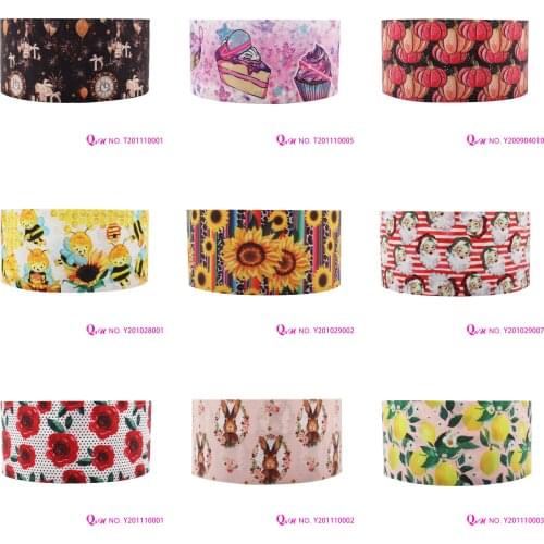Q&N Ribbon 22mm~75mm Santa Claus Christmas Animal Printed Grosgrain Ribbon Accessories DIY Material For Hair Tie Free Shipping