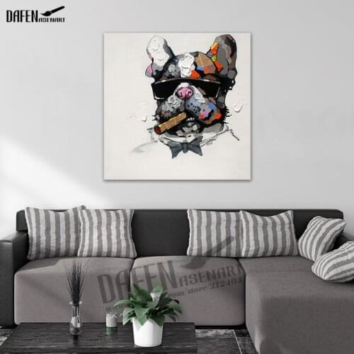Handpainted Bulldog Oil Painting Modern Canvas poster Home Decor Picture Wall Art Poster and prints hand paint canvas painting