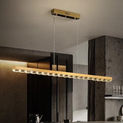 Modern Crystal Led Chandelier for Dining Room New Arrival Suspension Wire Hanging Lamps Gold Stainless Steel Lighting Fixture