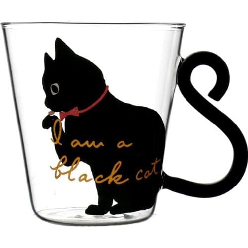 250 ML Glass Cup Cartoon Glasses Cups Heat Resistant Cat Pattern Cute Coffee Cup Milk Tea Coffee Glass Mugcups Gift For Girl