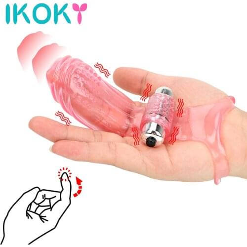 IKOKY Finger Sleeve Vibrator G-spot Finger Massage Dildo Clitoris Stimulation Sex Products Sex Toys For Woman Female Masturbator