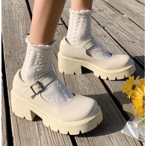 Shoes Lolita Shoes Women Japanese Style Mary Jane Shoes Women Vintage Girls High Heel Platform Shoes College Student Big Size 40