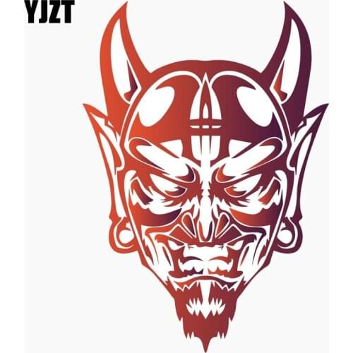 YJZT 8.9CM*12.7CM Devil Satan Face Evil Demon Personality Reflective Car Sticker C1-7728