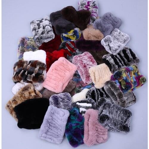 Women Real Fur Handmade Stretch Fur Scarf Knit Genuine Rex Rabbit Fur Headbands Girls Natural Fur Ring Cowl Snood Scarves Winter