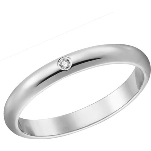 18K Au750 White Gold Ring Lovers Wedding Anniversary Engagement Ring 0.01 Carat Real Diamond Classic Trendy Romantic Simplicity