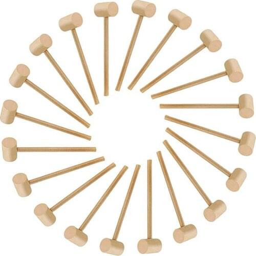 20Pcs Wooden Hammer Lobster Shellfish Crab Hardwood Mallet Gavel Toy for Boys Girls Leather Craft Jewelry Making