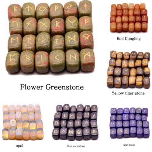 25pc/set European and American Natural Stone Rune Alphabet Accessories Natural Crystal Rune Tarotuni Divination Divination Props