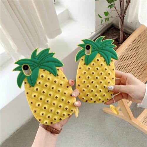 3D Pineapple Stress Case For iPhone 6 7 8 Plus X XR XS Silicone Soft Rubber TPU Cover For iPhone 11 12 Mini 12Pro Max Protection