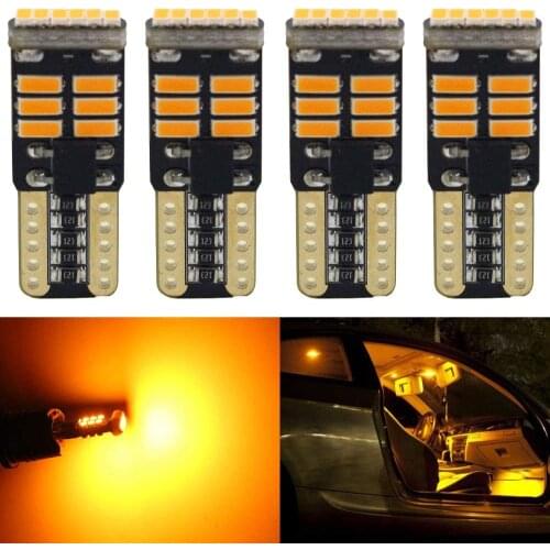 4Pack 194 168 2825 W5W T10 3014 18SMD LED Light Bulb 12V Yellow Canbus Error Free Car Dome Map Door Courtesy Side Marker Lights
