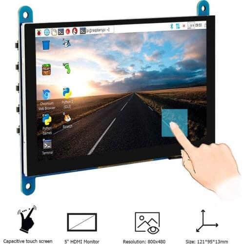 5 Inch Raspberry Pi Touch Screen 800*480 Capacitive LCD HDMI-compatible Display Module For Raspberry Pi 4 Model B 4B 3B 3B