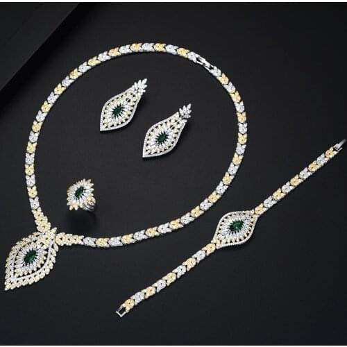 Be 8 New Sparking Water Drop Shape Crystal Jewelry Sets With High Quality Cubic Zircon 4pcs Bridal Stone Women Jewelry Set S436