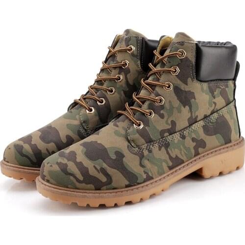 Camouflage Mens Boots Pu Leahter Ankle Boots Motorcycle Man Shoes Lace Up Plus Size Male Footwear Cool Trendy Shoes