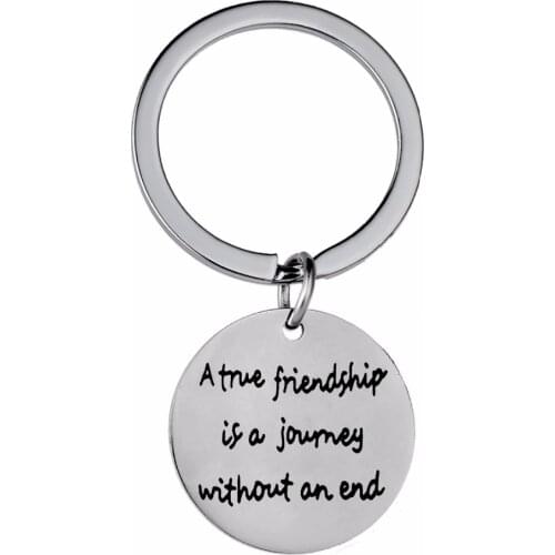 12PC/Lot A True Friendship Is A Journey Without An End Keychain Stainless Steel Keyring BFF Best Friend Gifts Jewelry Key Chain