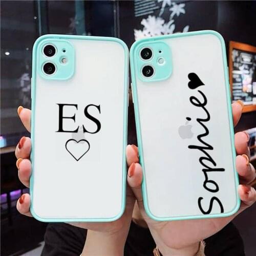 PERSONALISED INITIALS Name BLACK high quality Phone Cases matte transparent For iphone 7 8 11 12 plus mini x xs xr pro max