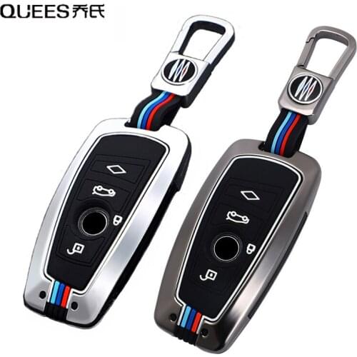 QUEES Car Key Case For Bmw X3 X5 X1 X4 X6 1/3/5 Series Keychain For BMW Car Keys Catalpa Alloy Automobiles Interior Accessories