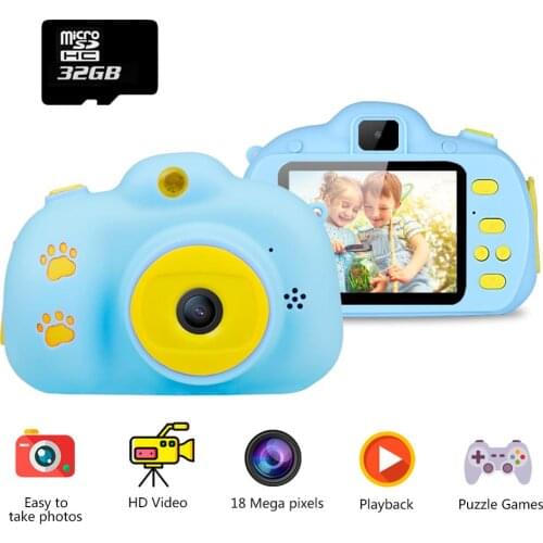 18MP Mini Digital Camera HD Kids Camera Camcorder Photo Video Camera With 32G Card 2.4 Inches Screen Toys For Children