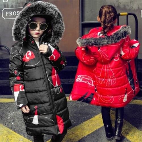 2019 Childrens Clothing Winter Fur Jacket For Girls 14 years Warm Hooded Thick Cotton-Padded Long Solid Coat parka girl clothes
