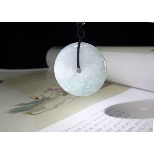 Chinese style Jadeite Ping buckle gemstone jewelry crafts Handmade Collection present Home Decor Gift Reiki Gemstone