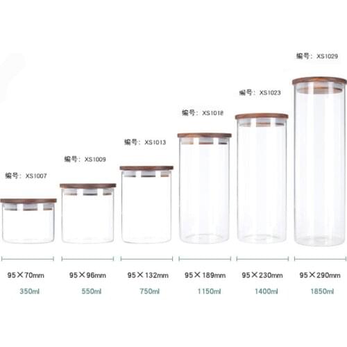 Food storage tank tea pot Glass sealed jars moisture-proof and insect-resistant high-grade acacia wooden lid storage tank