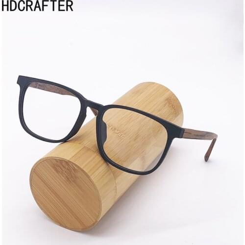 HDCRAFTER Wooden Optical Glasses Frame Man Women Ultralight Square Prescription Eyeglasses Frames with Clear Lens spectacle