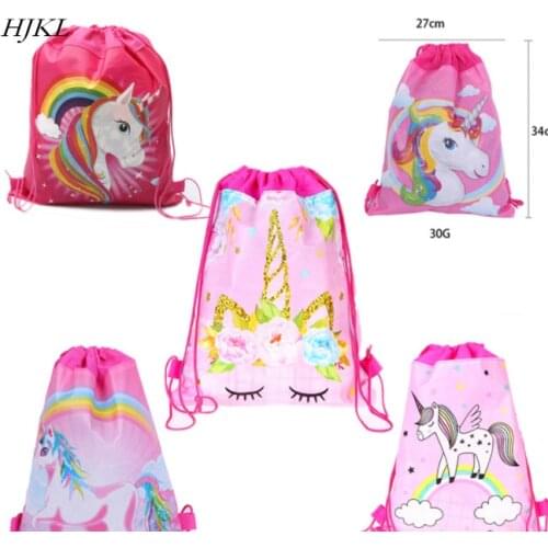 HJKL Unicorn Drawstring bag for Girls Travel Storage Package Cartoon School Backpacks Children Birthday Party Favors skull bag