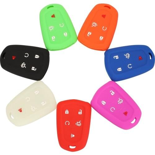 Bilchave 5 Buttons Fob Silicone Remote Car Key Case Cover For Cadillac ATS XTS 2015-2016 CT6 2016-2018 CTS 2014-2016