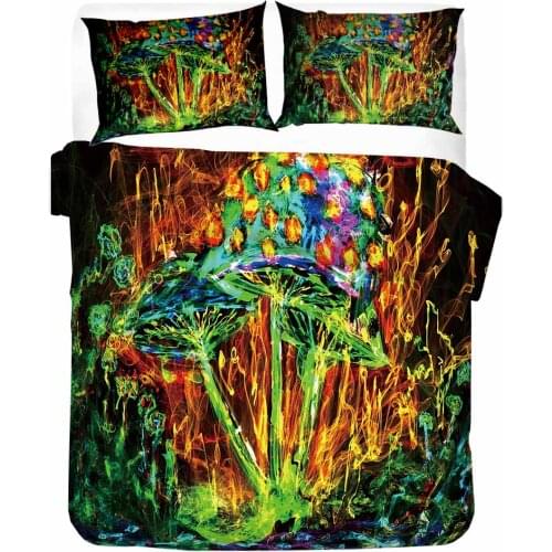 HELENGILI 3D Bedding Set Magic mushroom pattern Print Duvet cover set bedclothes with pillowcase bed set home Textiles