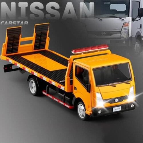 Diecast 1/32 Trailer Pallet Truck Alloy Car Model Simulation Metal Transport Vehicle Decoration Sound and Light Pull Back Toys