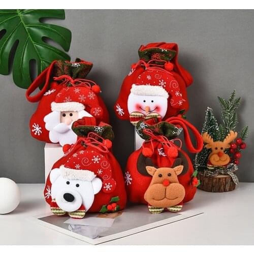 Hot Sale 1Pc Christmas Gift Bags Santa Claus Gift Bags Xmas Candy Bag Christmas Party Supplies Home Christmas Tree Decorations