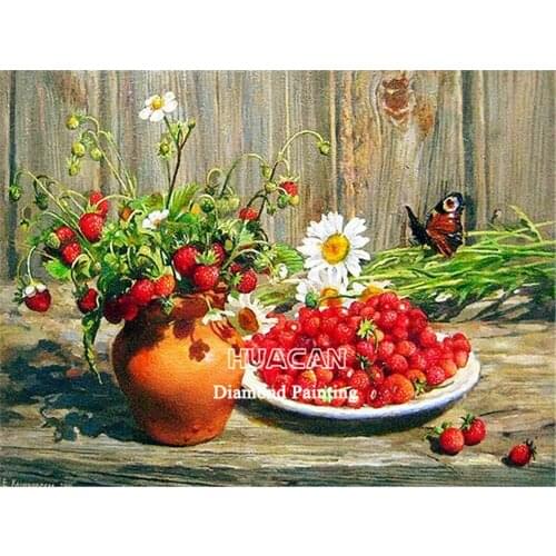 Flowers Fruit DIY Embroidery 11CT Cross Stitch Kits Craft Needlework Set Cotton Thread Printed Canvas Home Decoration Sale