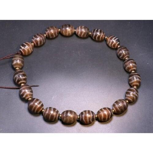 Set of 22 Tibetan Old Agate Double Tiger Tooth Daluo Totem dZi Bead Amulet F DIY LKbrother Talisman Treasure