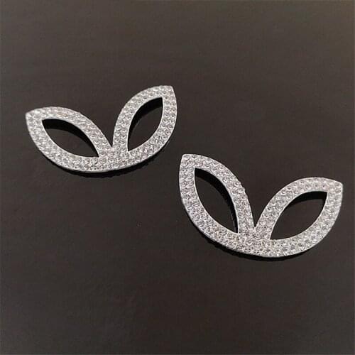 2018News 50pcs Double Rhinestones Rabbit ears Button for DIY hair Accessories or wedding clothes decoration HZ366
