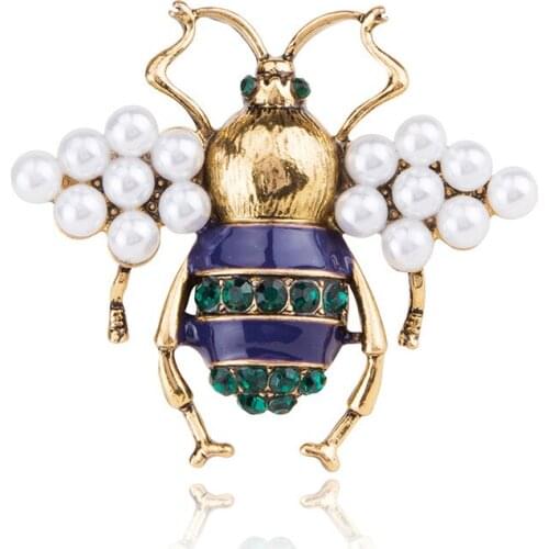 2019 new drip animal bee brooch alloy small pearl brooches accessories pin female fashion