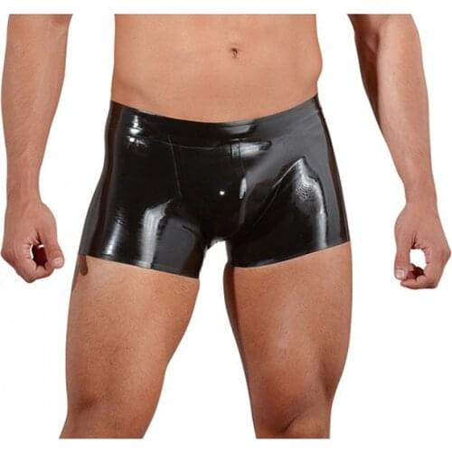 New Sexy Erotic Male Lingerie Underwear High Quality Wet Look Open Buttocks Faux Leather Men Boxer Shorts Vinyl Panties